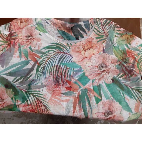 SJS Women's Short Sleeve Shirt Size 2x Floral Print - Picture 5 of 9